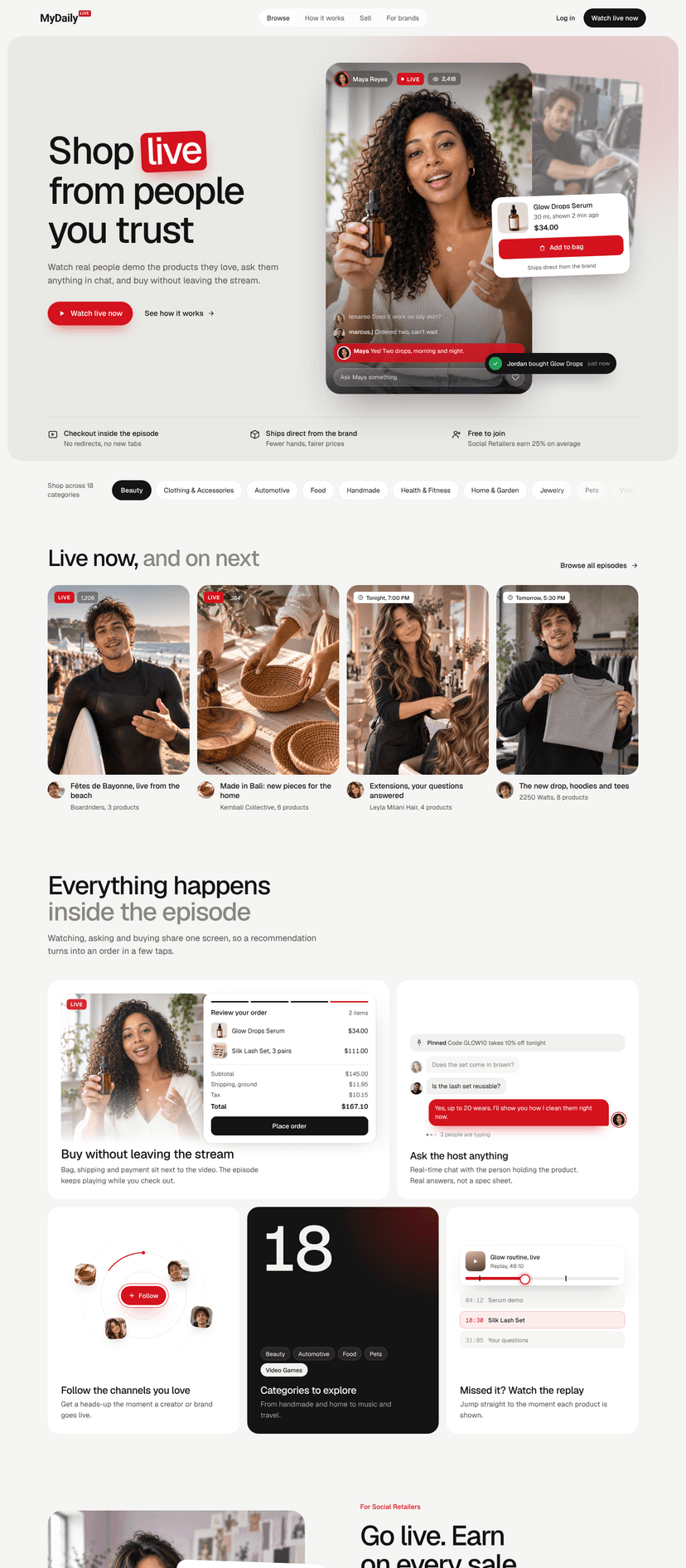 MyDailyLive — the landing page, full length
