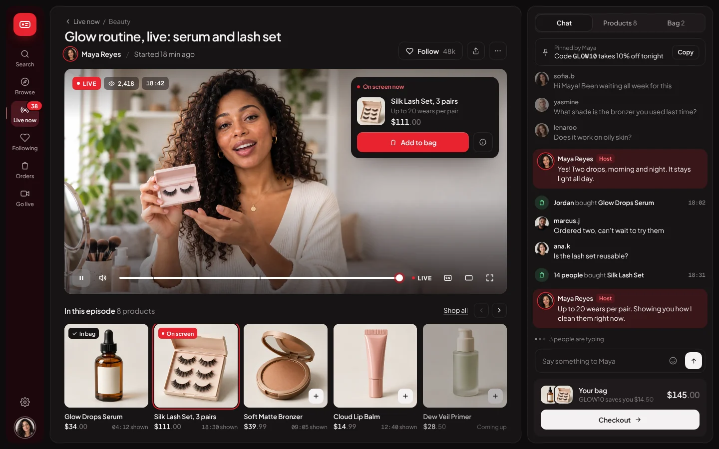MyDailyLive web app — an episode page, in dark mode