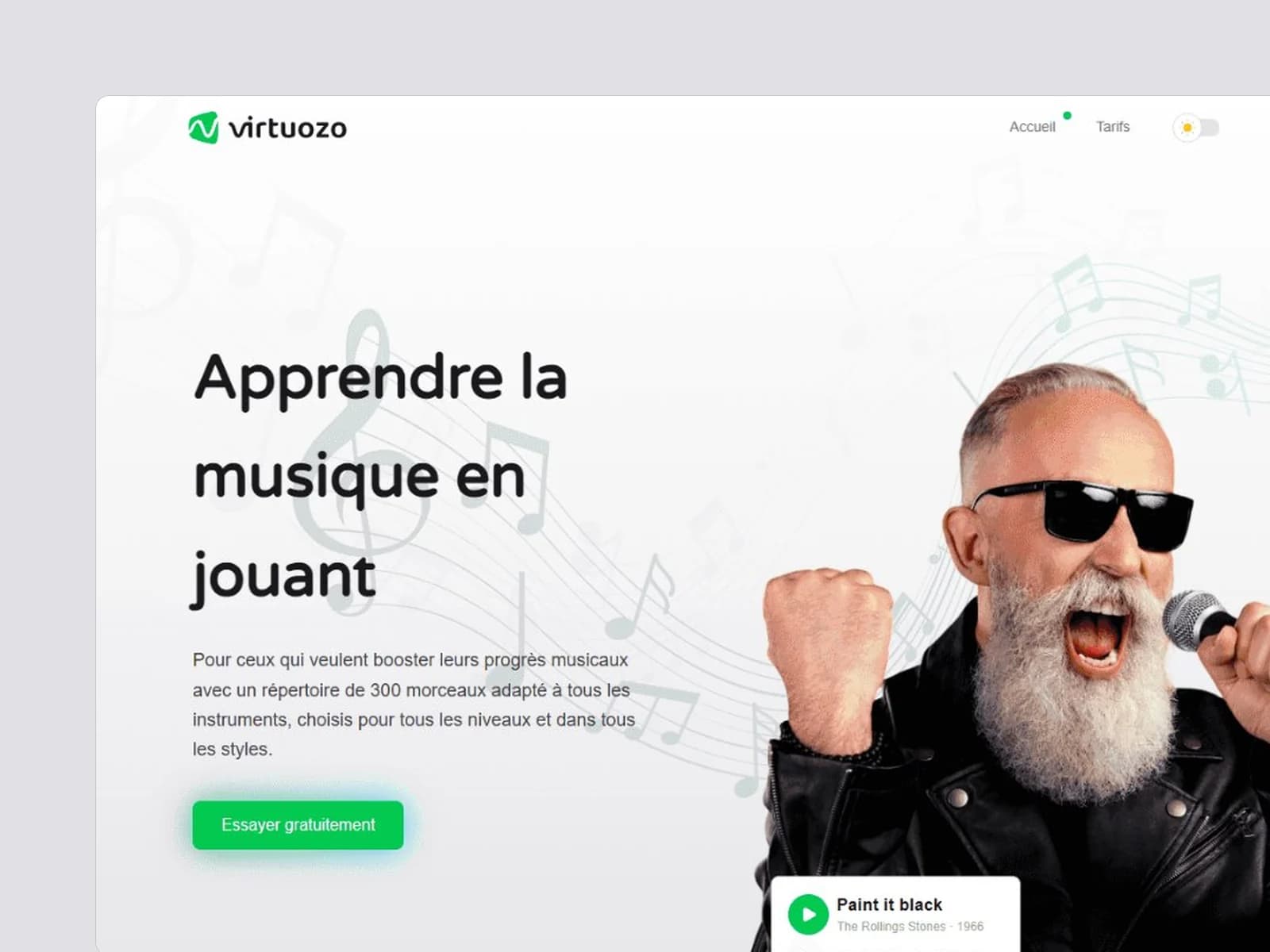 Virtuozo — the homepage, oversized